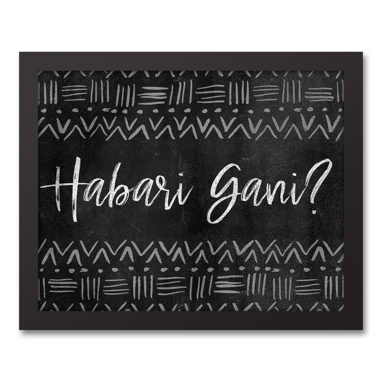 Chalkboard Habari Gani Black Framed Canvas